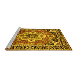 Sideview of Machine Washable Persian Yellow Traditional Rug, wshurb2636yw