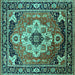 Square Persian Turquoise Traditional Rug, urb2636turq