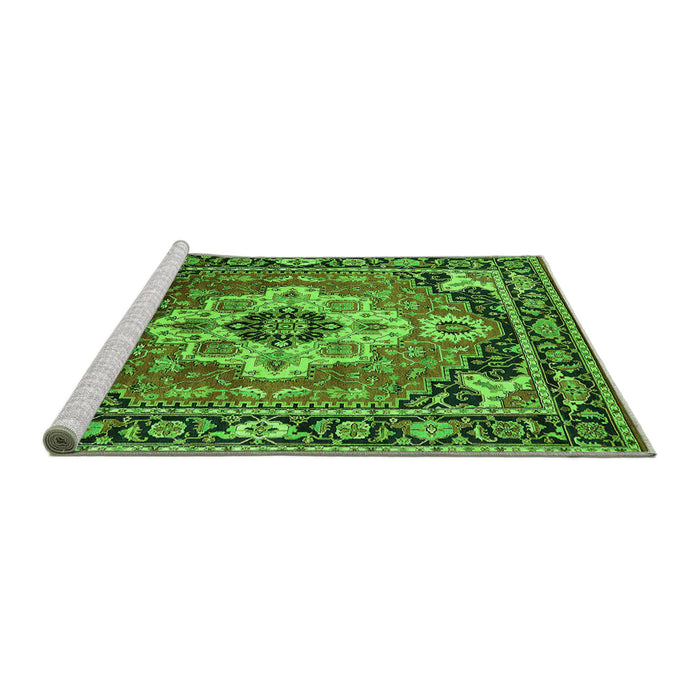 Sideview of Machine Washable Persian Green Traditional Area Rugs, wshurb2636grn