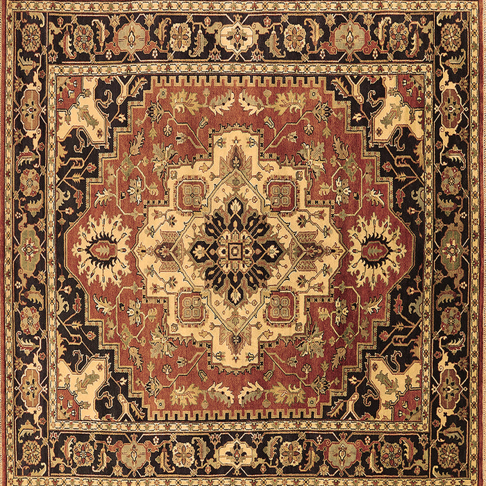 Square Machine Washable Persian Brown Traditional Rug, wshurb2636brn