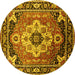 Round Machine Washable Persian Yellow Traditional Rug, wshurb2636yw