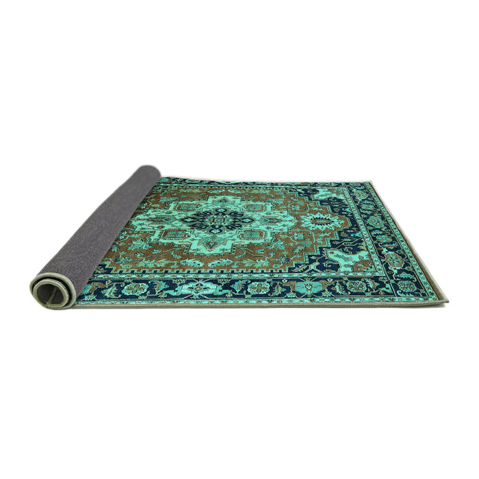 Sideview of Persian Turquoise Traditional Rug, urb2636turq