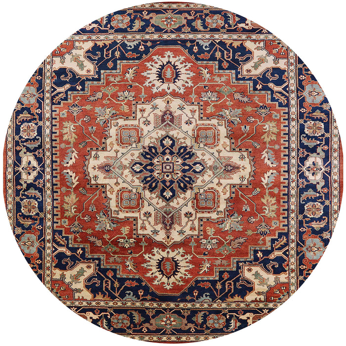 Round Mid-Century Modern Camel Brown Persian Rug, urb2636