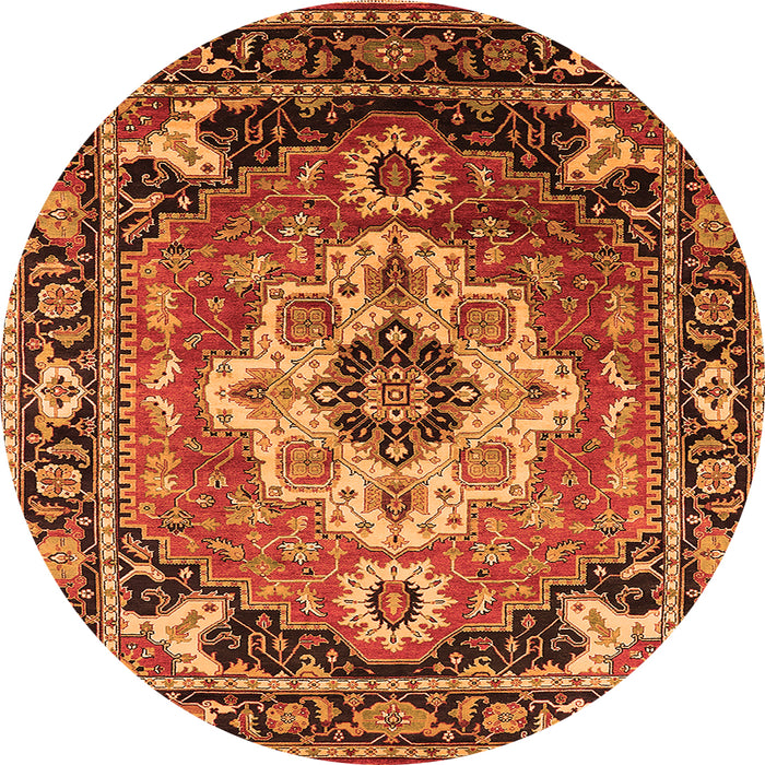 Round Machine Washable Persian Orange Traditional Area Rugs, wshurb2636org