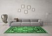 Machine Washable Persian Emerald Green Traditional Area Rugs in a Living Room,, wshurb2636emgrn