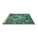 Sideview of Machine Washable Persian Turquoise Traditional Area Rugs, wshurb2636turq