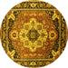 Round Persian Yellow Traditional Rug, urb2636yw