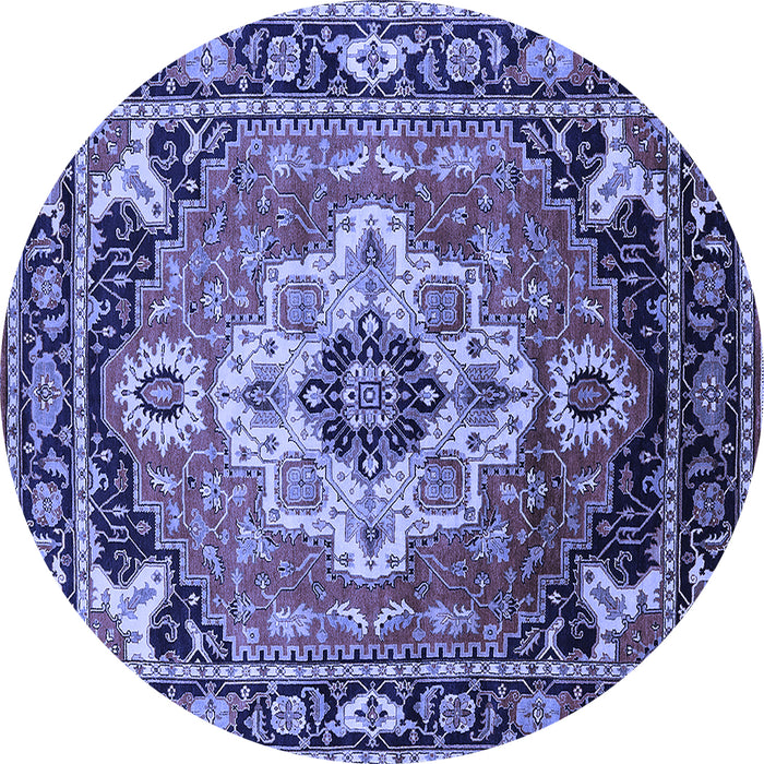 Round Persian Blue Traditional Rug, urb2636blu