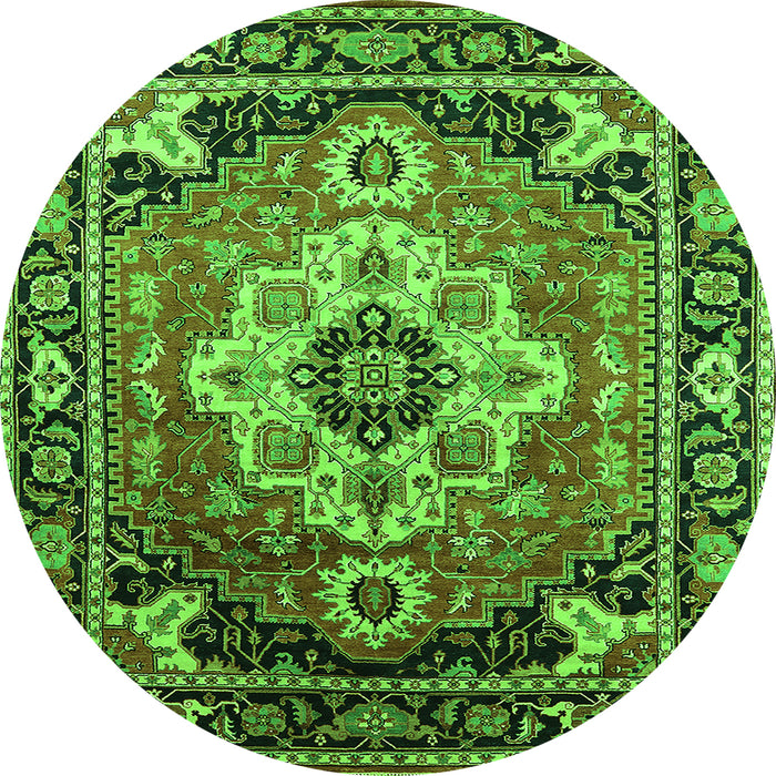 Round Persian Green Traditional Rug, urb2636grn