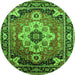 Round Persian Green Traditional Rug, urb2636grn
