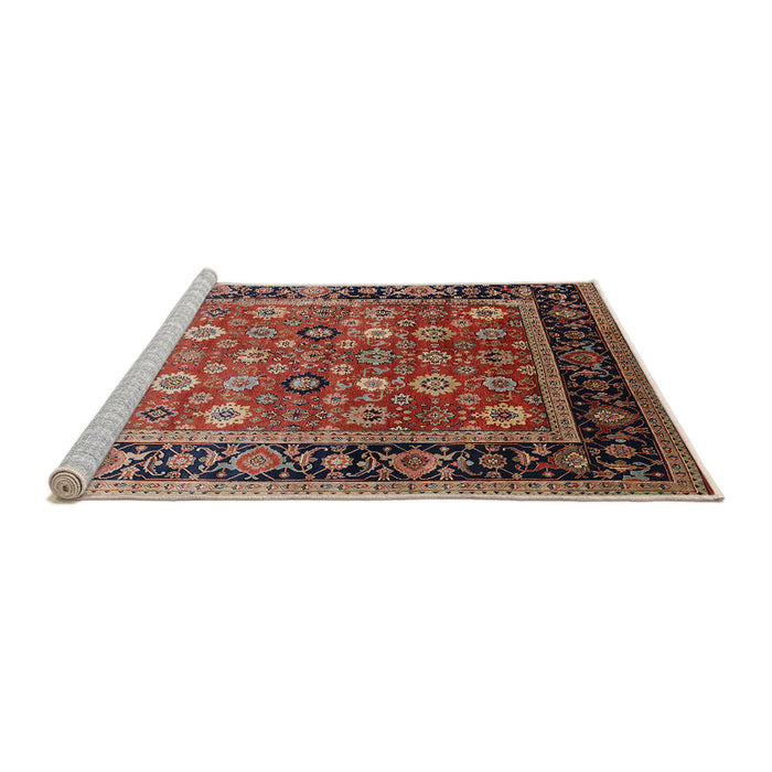 Sideview of Machine Washable Industrial Modern Saffron Red Rug, wshurb2637