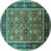 Round Oriental Turquoise Industrial Rug, urb2637turq