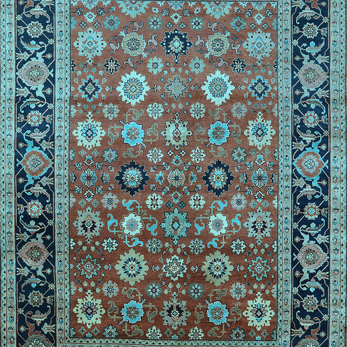 Machine Washable Oriental Light Blue Industrial Rug, wshurb2637lblu