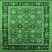 Square Machine Washable Oriental Emerald Green Industrial Area Rugs, wshurb2637emgrn