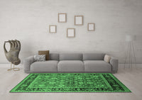 Machine Washable Oriental Emerald Green Industrial Rug, wshurb2637emgrn