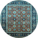 Round Oriental Light Blue Industrial Rug, urb2637lblu