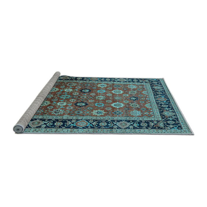 Sideview of Machine Washable Oriental Light Blue Industrial Rug, wshurb2637lblu