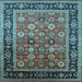 Square Machine Washable Oriental Light Blue Industrial Rug, wshurb2637lblu