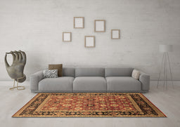 Machine Washable Oriental Brown Industrial Rug in a Living Room,, wshurb2637brn