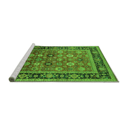 Sideview of Machine Washable Oriental Green Industrial Area Rugs, wshurb2637grn