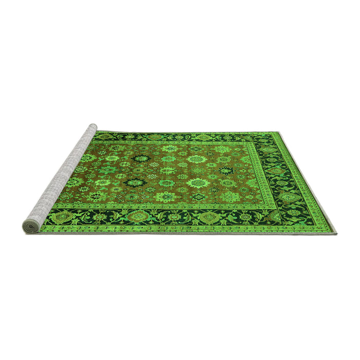 Sideview of Machine Washable Oriental Green Industrial Area Rugs, wshurb2637grn