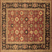 Square Oriental Brown Industrial Rug, urb2637brn