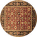 Round Oriental Brown Industrial Rug, urb2637brn