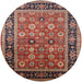 Round Mid-Century Modern Saffron Red Oriental Rug, urb2637