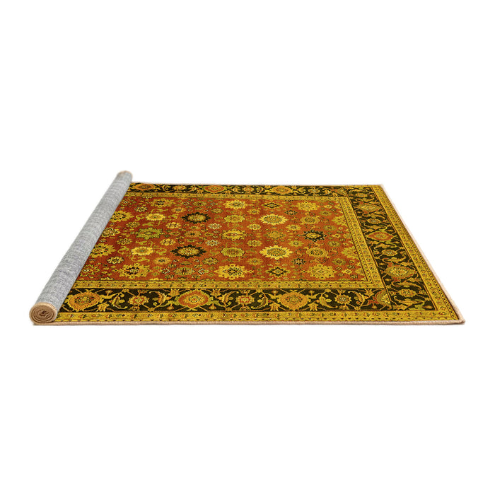 Sideview of Machine Washable Oriental Yellow Industrial Rug, wshurb2637yw