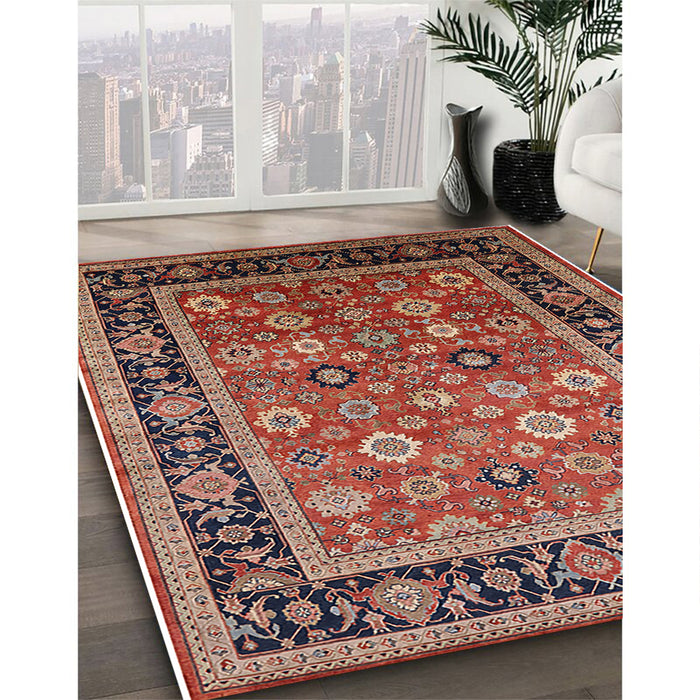 Machine Washable Industrial Modern Saffron Red Rug in a Family Room, wshurb2637