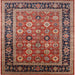 Square Mid-Century Modern Saffron Red Oriental Rug, urb2637