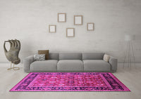 Machine Washable Oriental Pink Industrial Rug, wshurb2637pnk