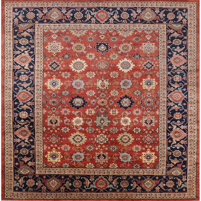 Square Machine Washable Industrial Modern Saffron Red Rug, wshurb2637