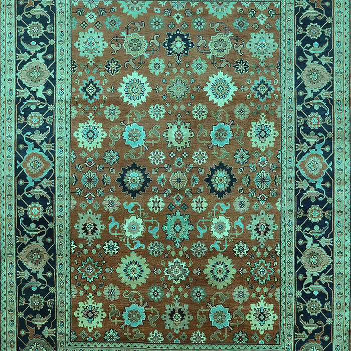 Machine Washable Oriental Turquoise Industrial Area Rugs, wshurb2637turq
