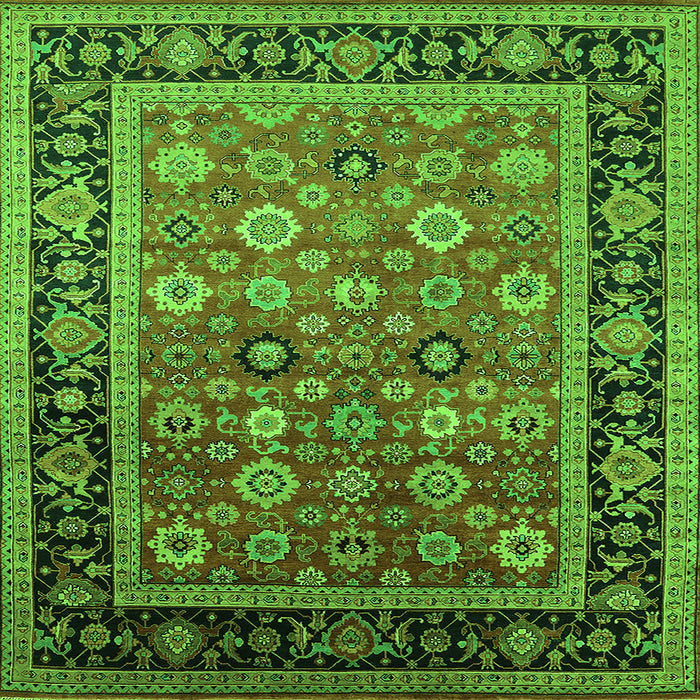 Square Oriental Green Industrial Rug, urb2637grn
