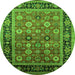 Round Oriental Green Industrial Rug, urb2637grn