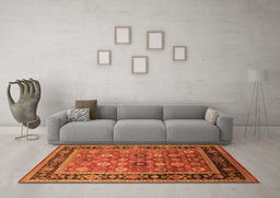 Machine Washable Oriental Orange Industrial Area Rugs in a Living Room, wshurb2637org