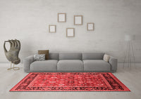 Machine Washable Oriental Red Industrial Rug, wshurb2637red