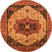 Round Oriental Orange Industrial Rug, urb2638org