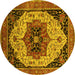 Round Oriental Yellow Industrial Rug, urb2638yw