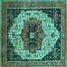 Square Oriental Turquoise Industrial Rug, urb2638turq