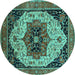 Round Oriental Turquoise Industrial Rug, urb2638turq