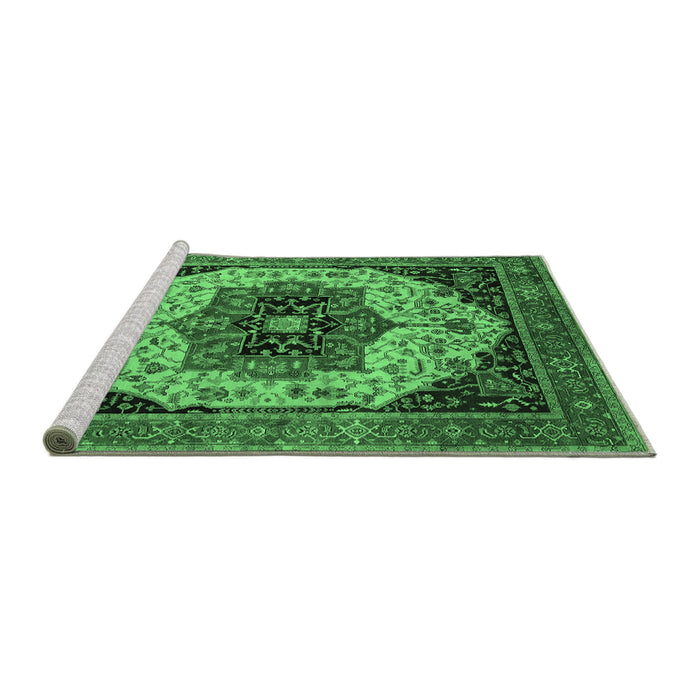 Sideview of Machine Washable Oriental Emerald Green Industrial Area Rugs, wshurb2638emgrn