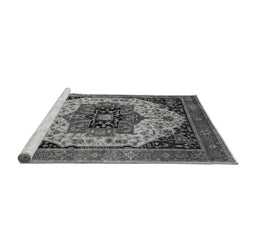 Sideview of Machine Washable Oriental Gray Industrial Rug, wshurb2638gry
