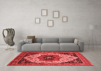 Machine Washable Oriental Red Industrial Rug, wshurb2638red