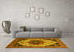 Machine Washable Oriental Yellow Industrial Rug in a Living Room, wshurb2638yw