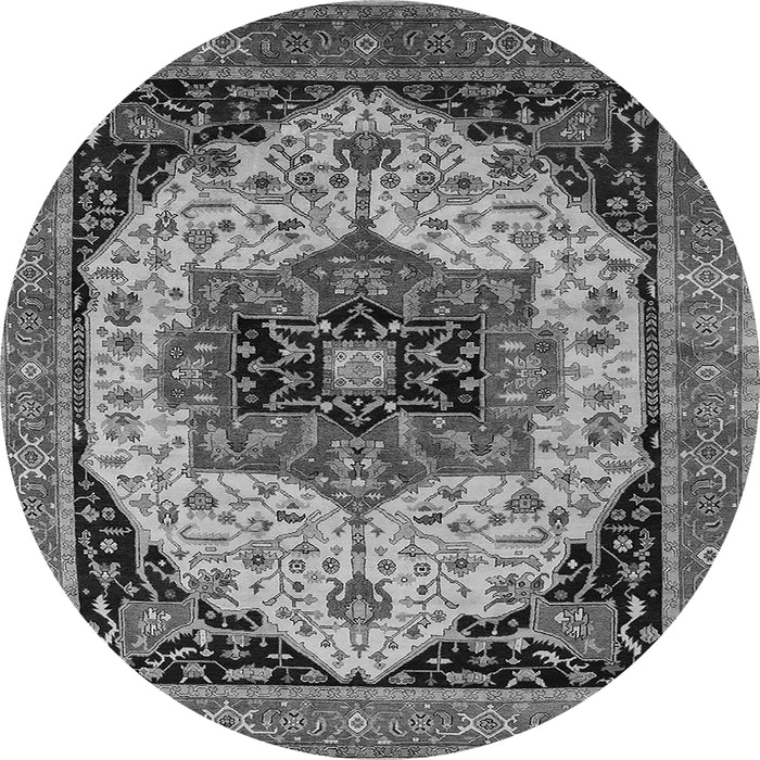 Round Machine Washable Oriental Gray Industrial Rug, wshurb2638gry