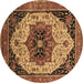 Round Oriental Brown Industrial Rug, urb2638brn