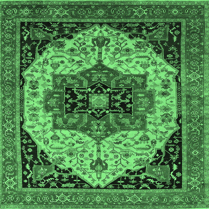 Square Oriental Emerald Green Industrial Rug, urb2638emgrn
