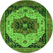 Round Oriental Green Industrial Rug, urb2638grn